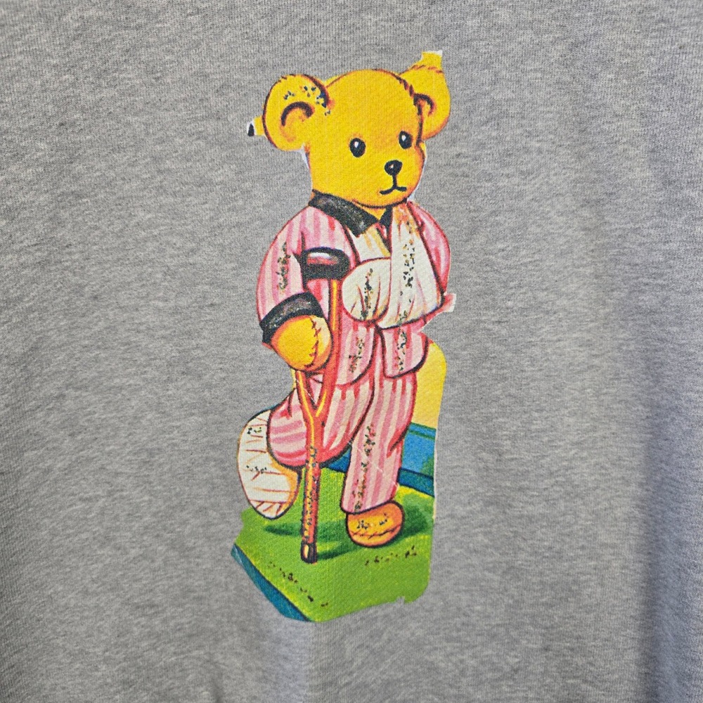 Soulland Scraps Sweatshirt Injured Bear Gray Cotton Graphic Mens XL Portugal - Picture 2 of 7